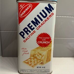 Premium Saltine Crackers Vintage Container - White